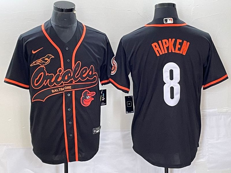 Men Baltimore Orioles #8 Ripken Black Co Branding Nike Game MLB Jersey style 2
